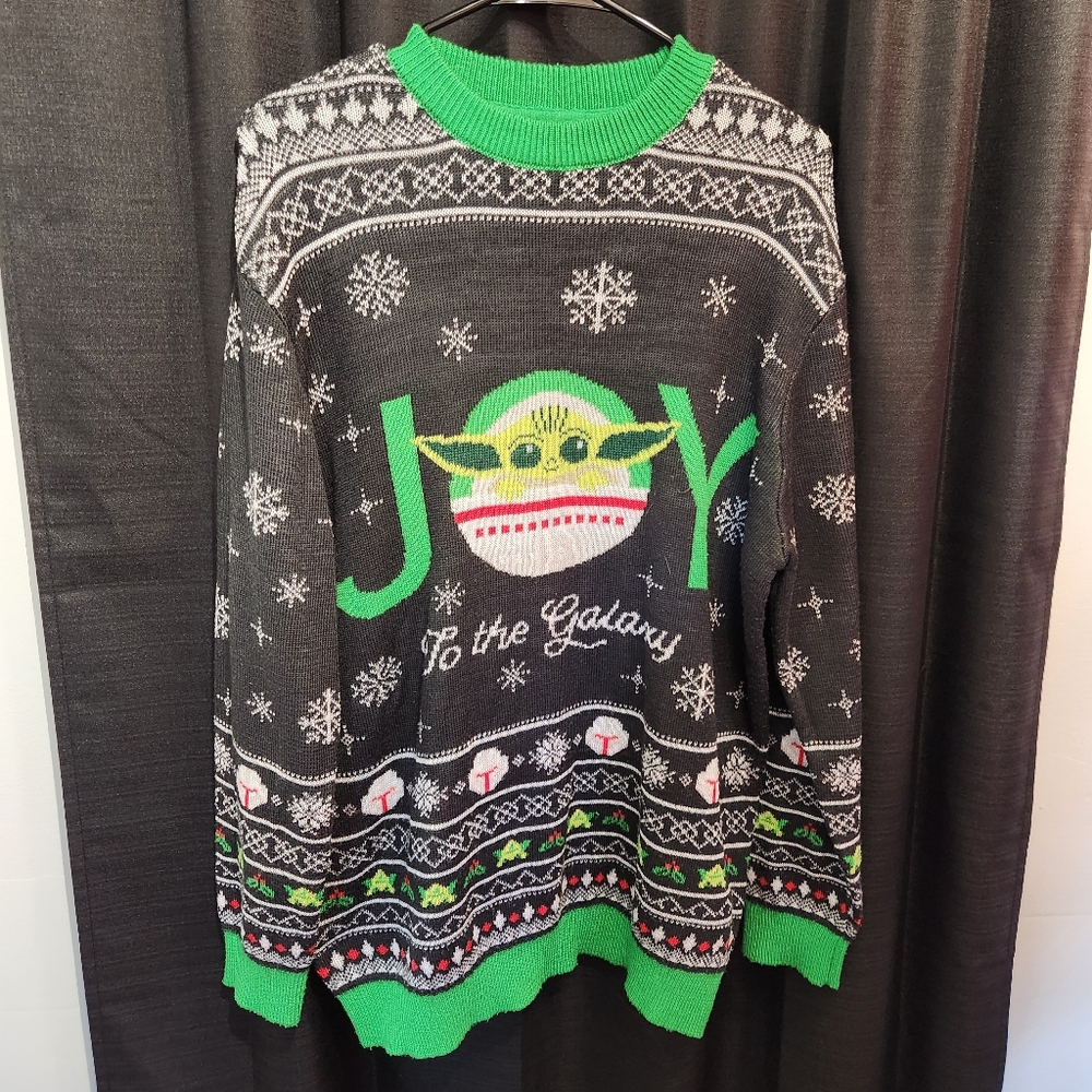 H&M Star Wars Yoda Ugly Christmas Sweater Green Mens Size L